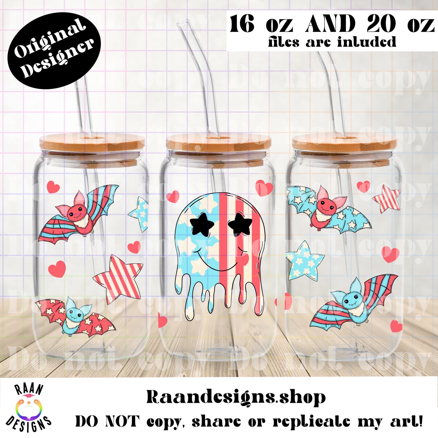 Melty Red White Blue Smiley-Libbey Cup