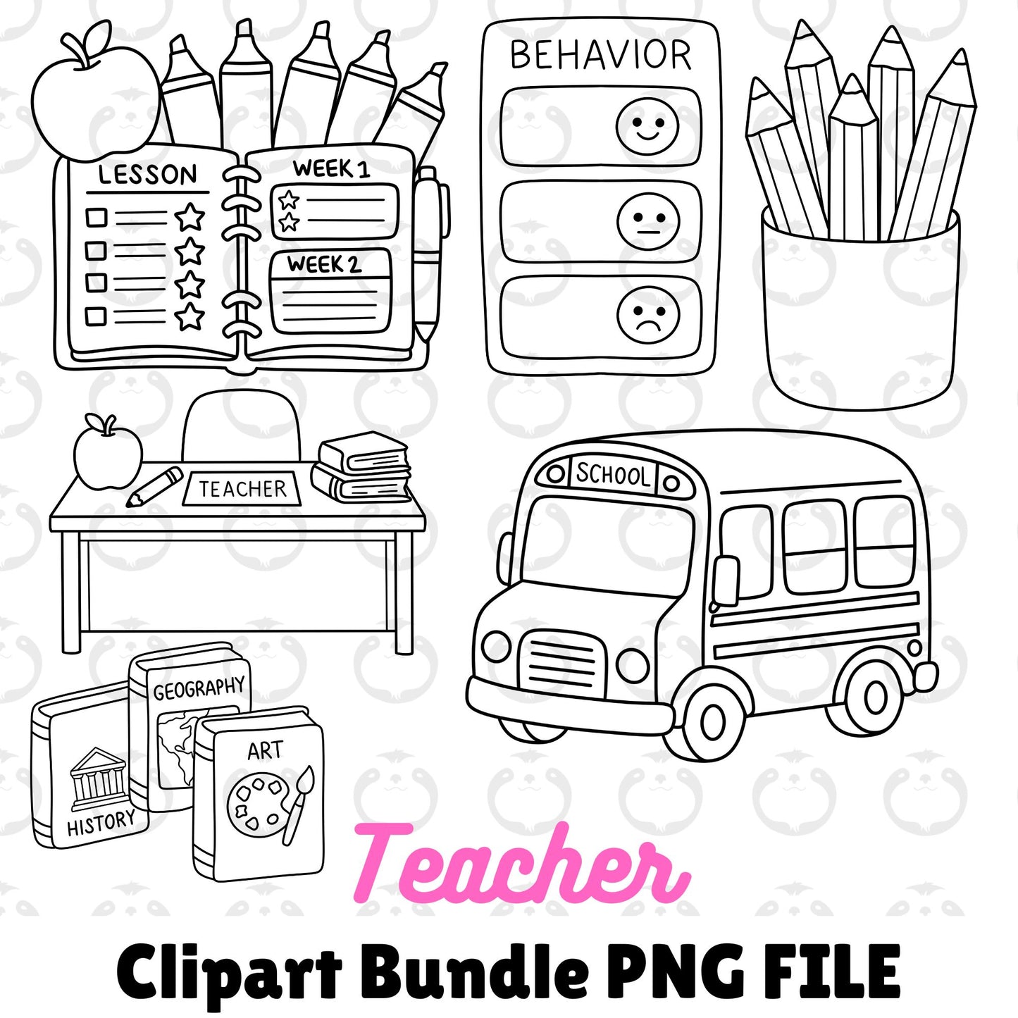 Teacher Outlines-Clipart Bundle