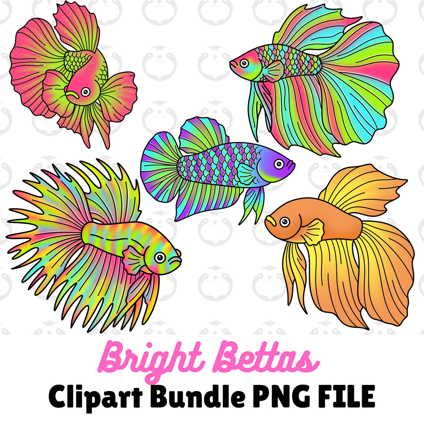 Bright Betta Fish-Clipart Bundle