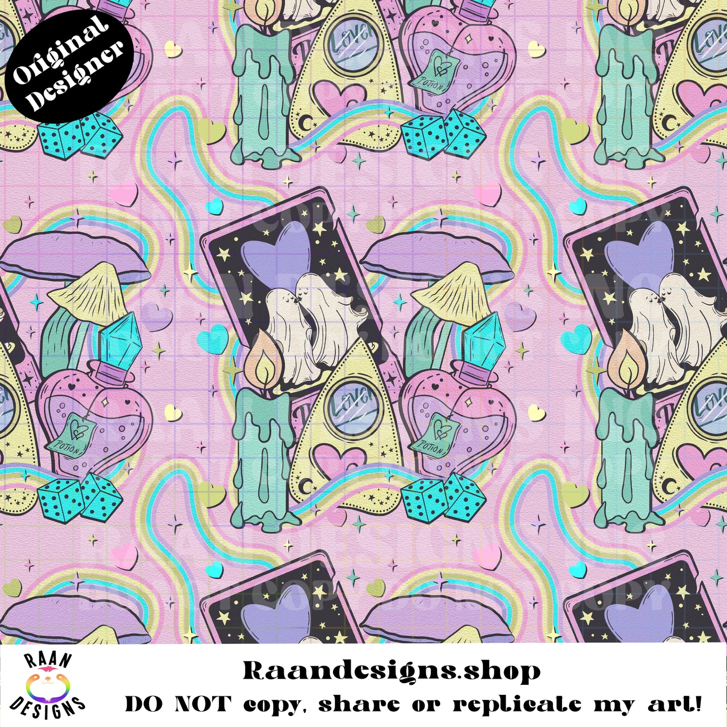 Witchy Lovers Tarot Seamless-Pink