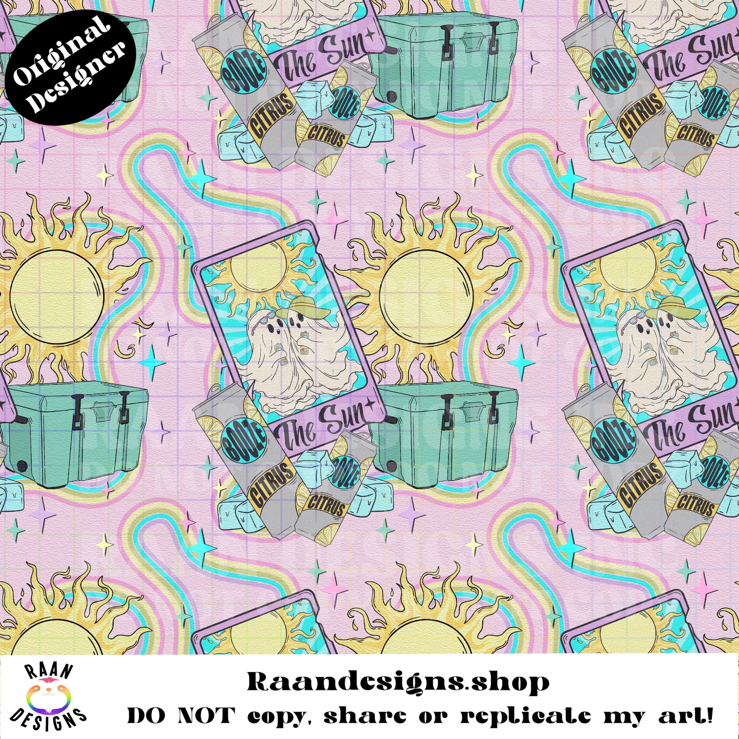 The Sun Tarot Ghostly Seamless-Pink