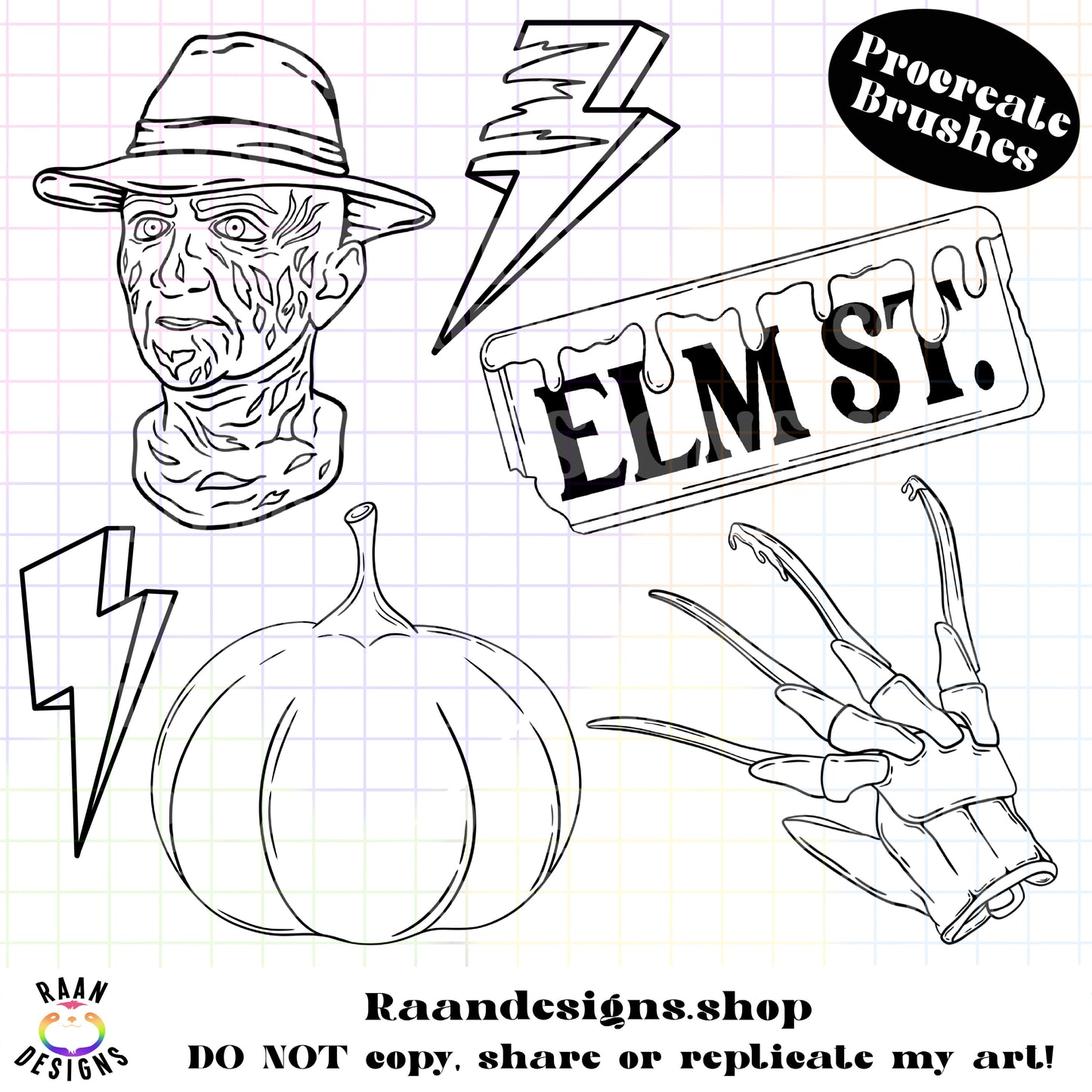 RAAN Freddy Brushset- 6 Procreate Stamp Set