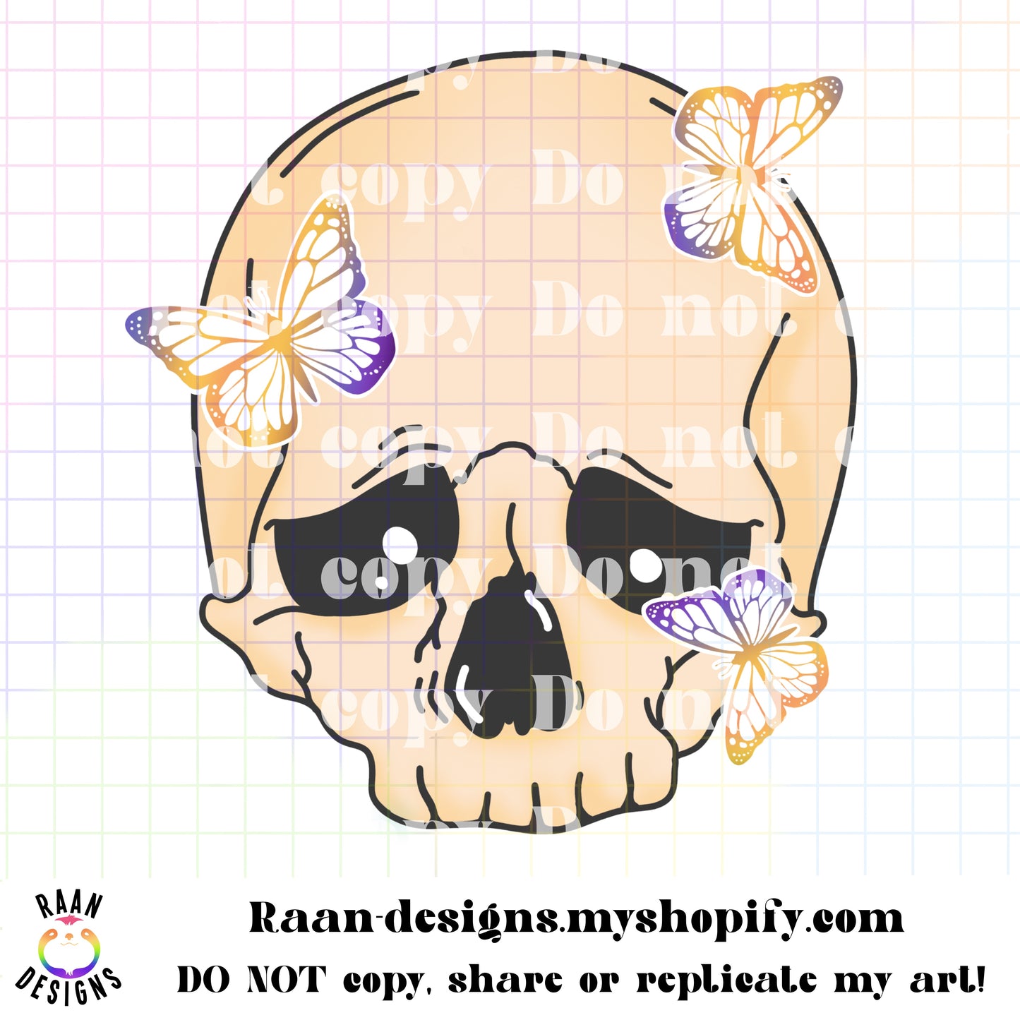 Skelly With Purple Yellow Butterflies