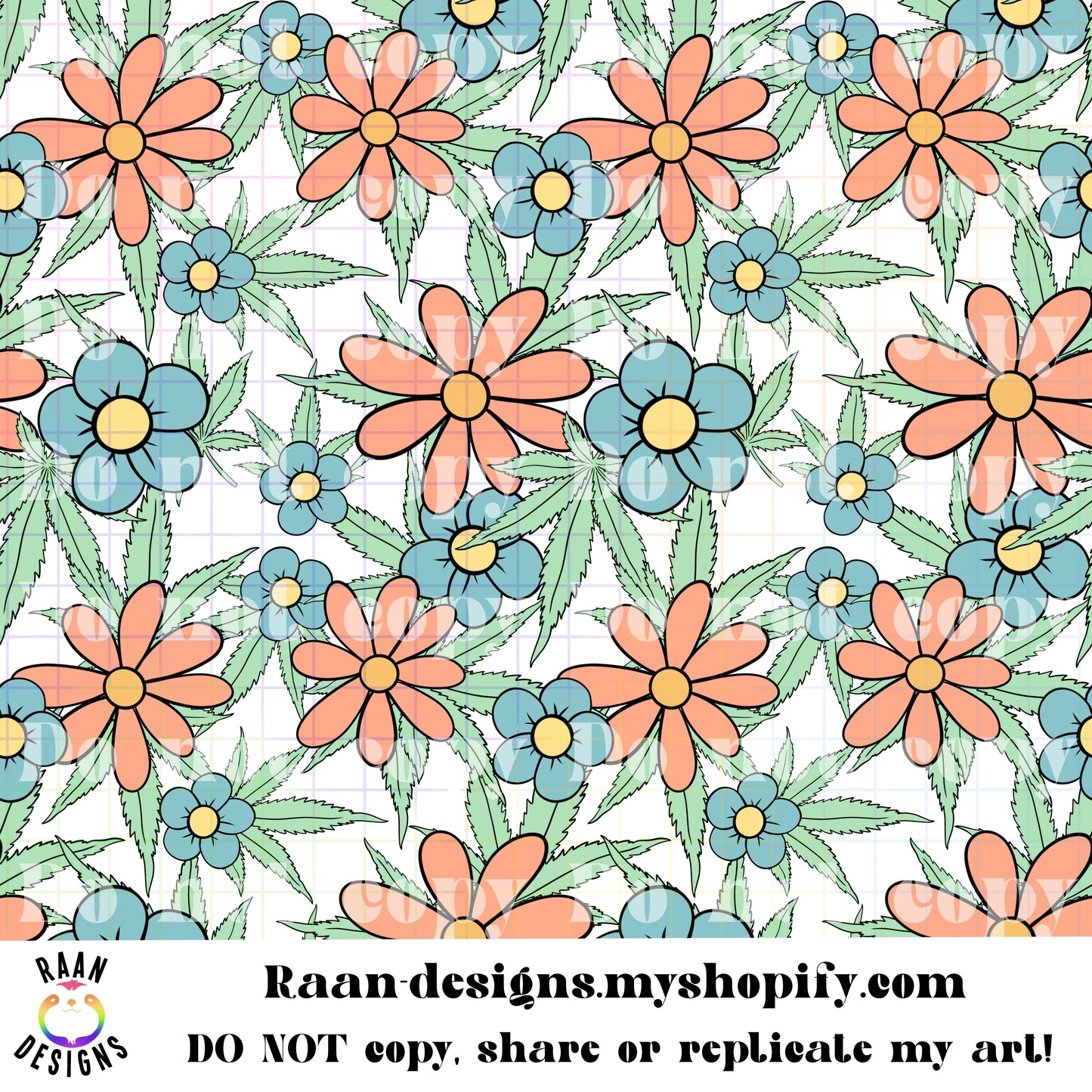 Flowers Weeds Checkered Seamless Patterns Bundle