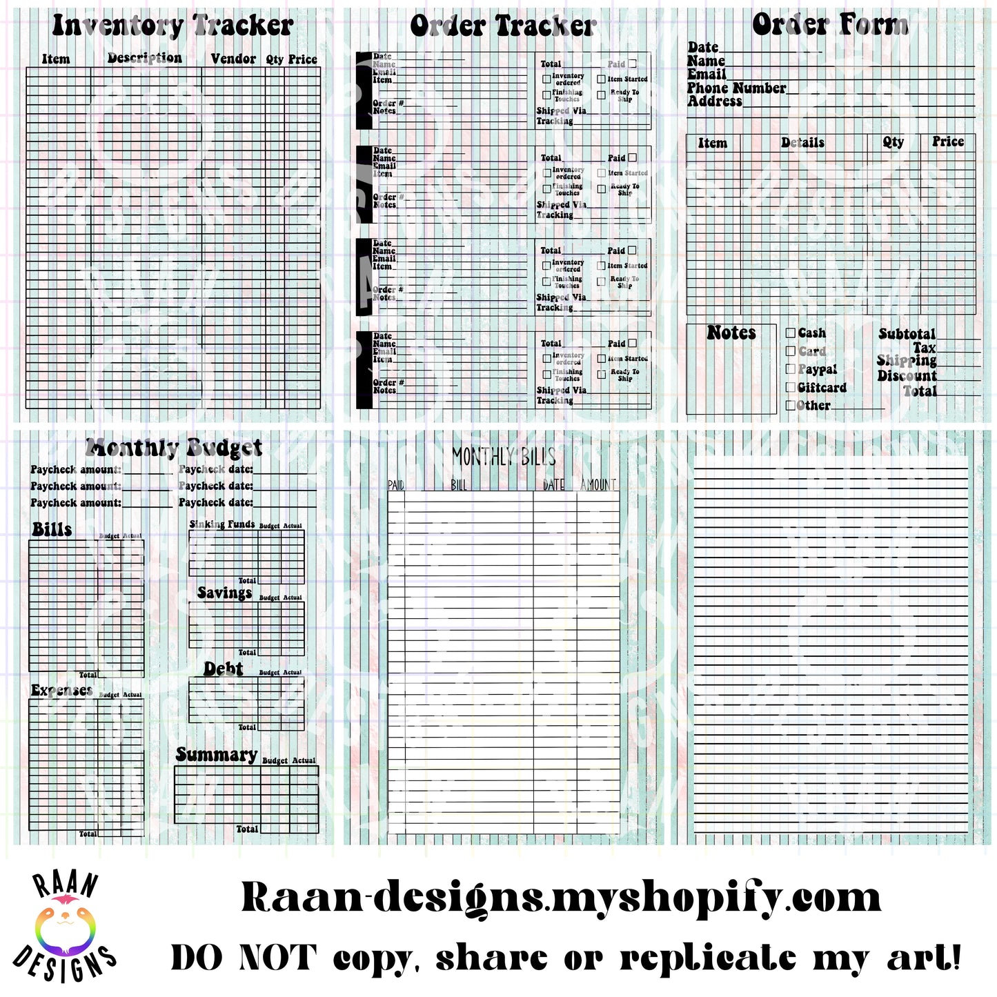 Light Blue Lines-Printable Business Set
