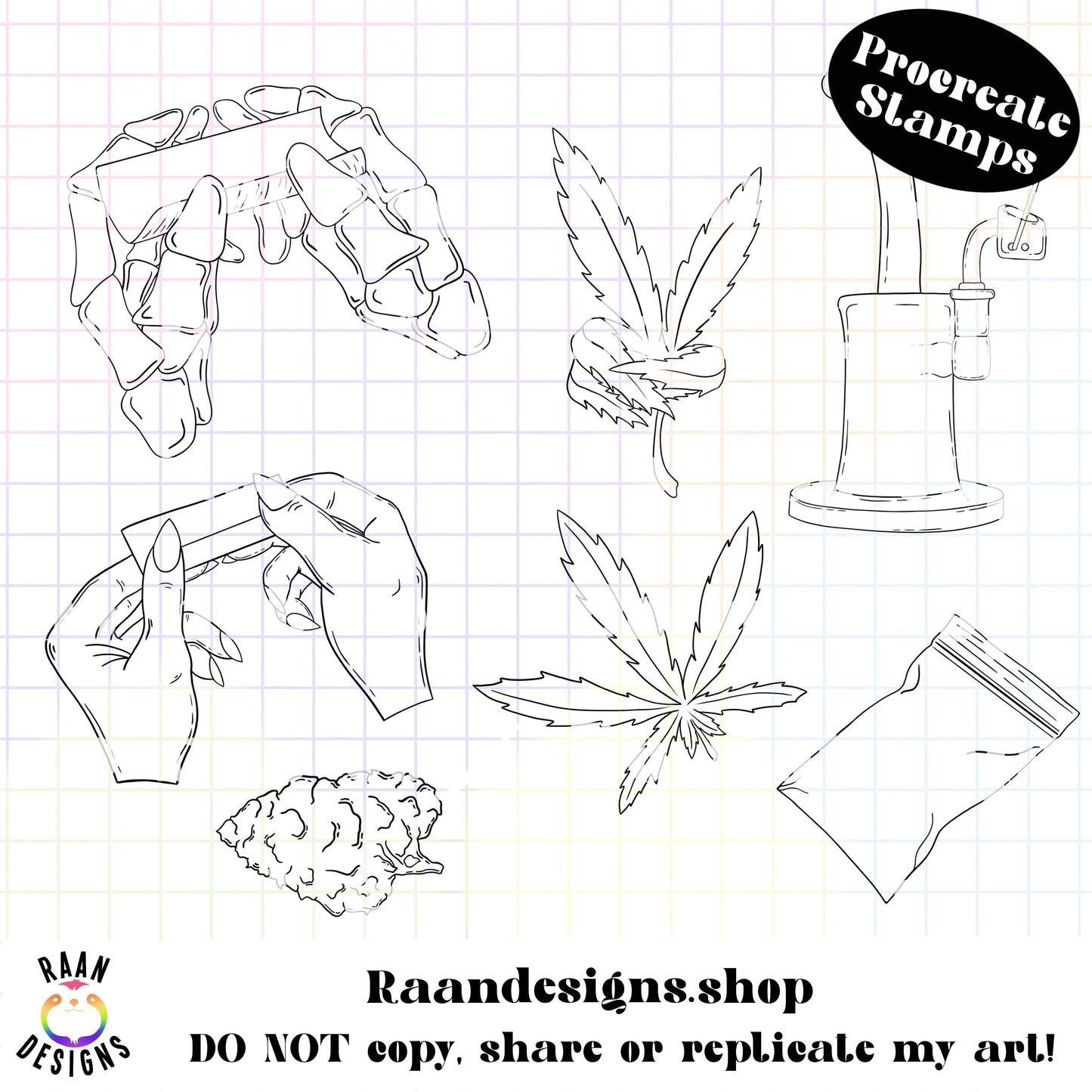 RAAN Weed Brushset-7 Procreate Stamp Set