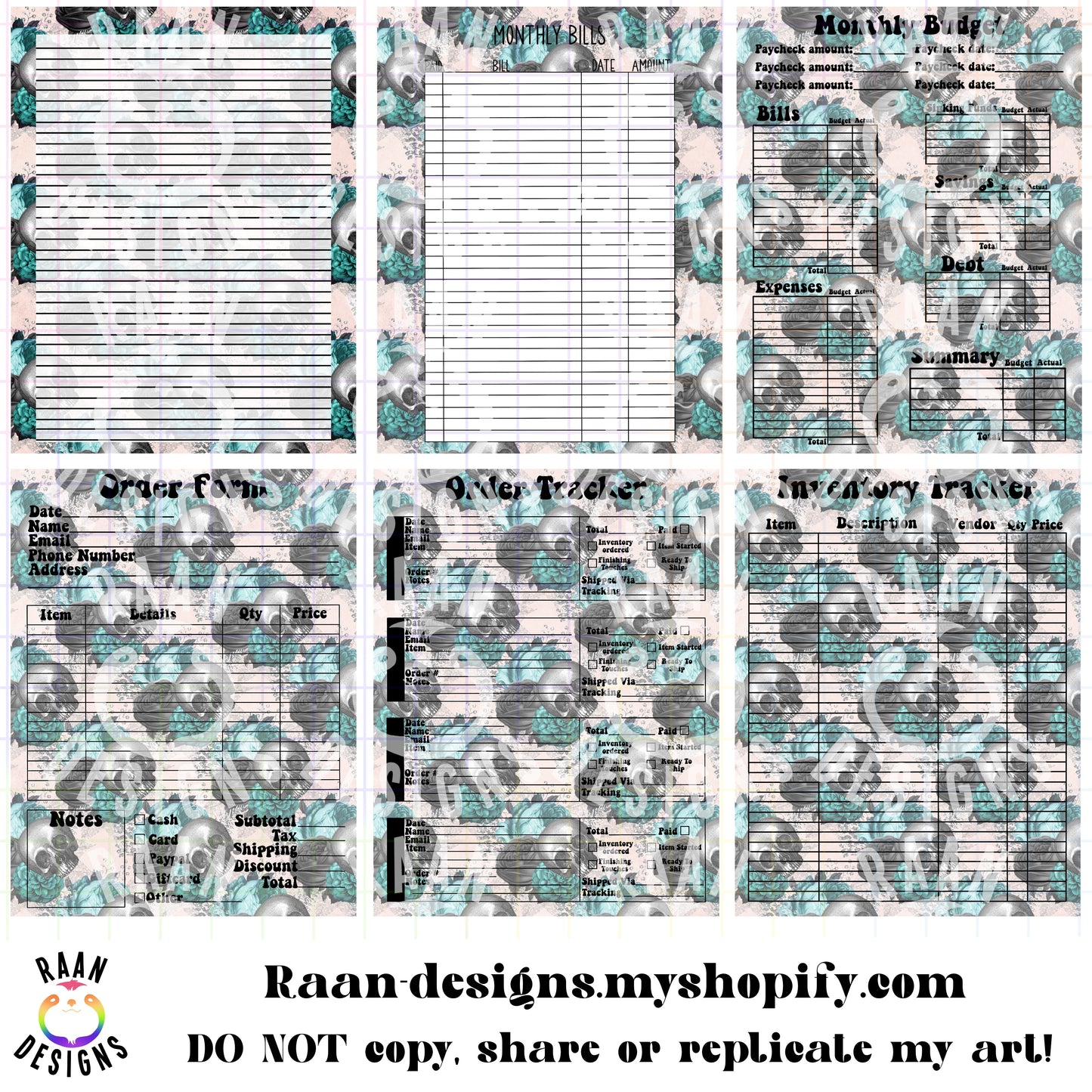 Blue Skulls-Printable Business Set