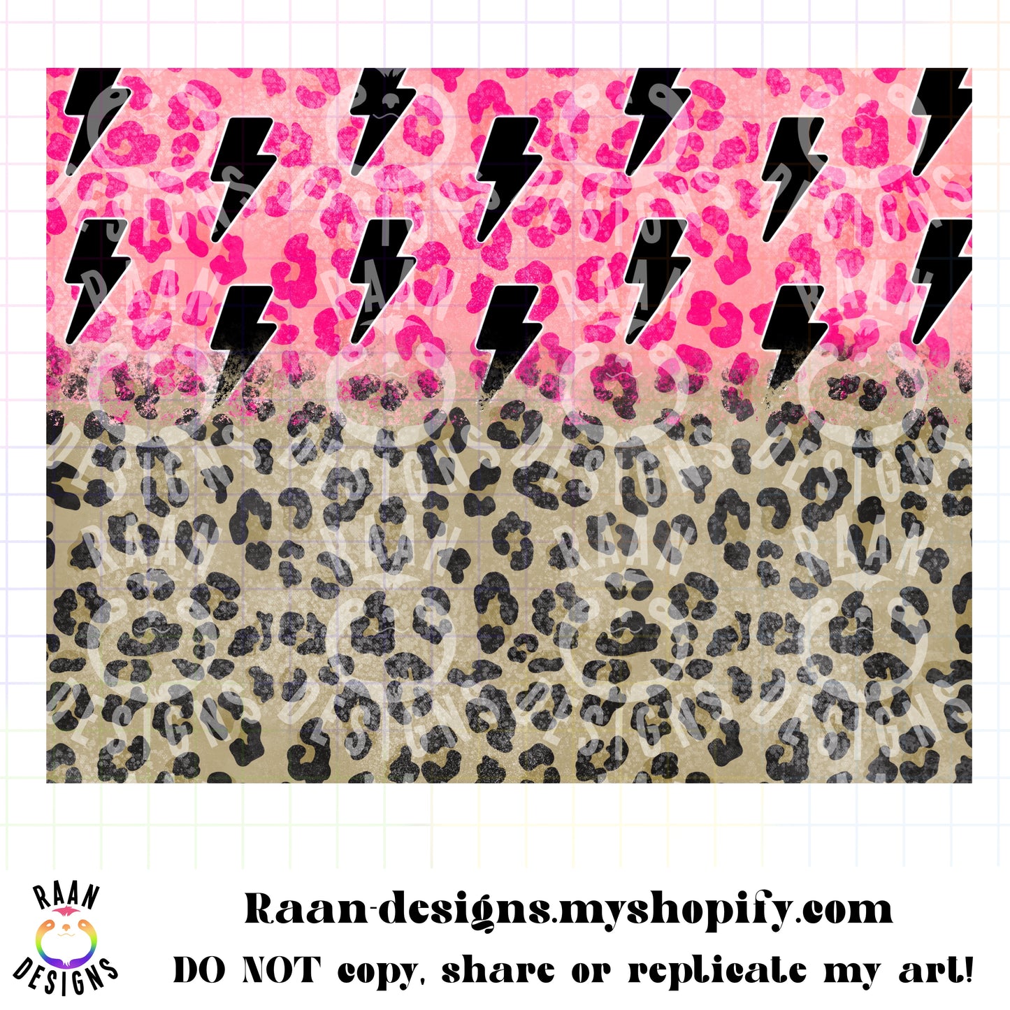 Ombre Pink Leopard Lightning bolt