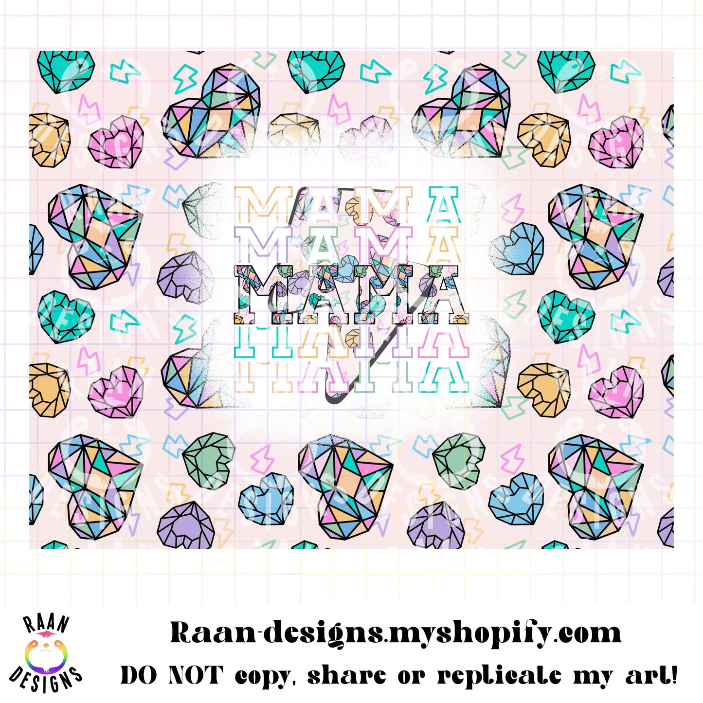 Mama Mama Rainbow Glass Heart Tumbler