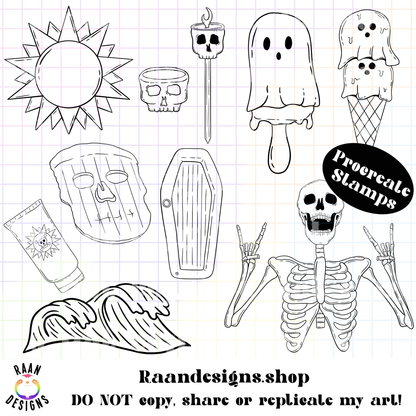 Spooky Summer Brushset-10 Procreate Stamp Set