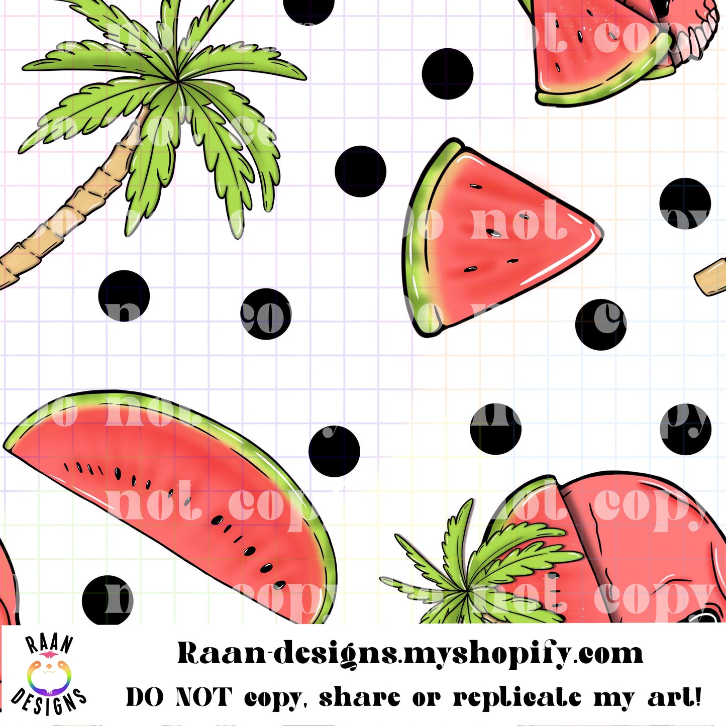 Watermelon Skelly-White-Large Print-Seamless
