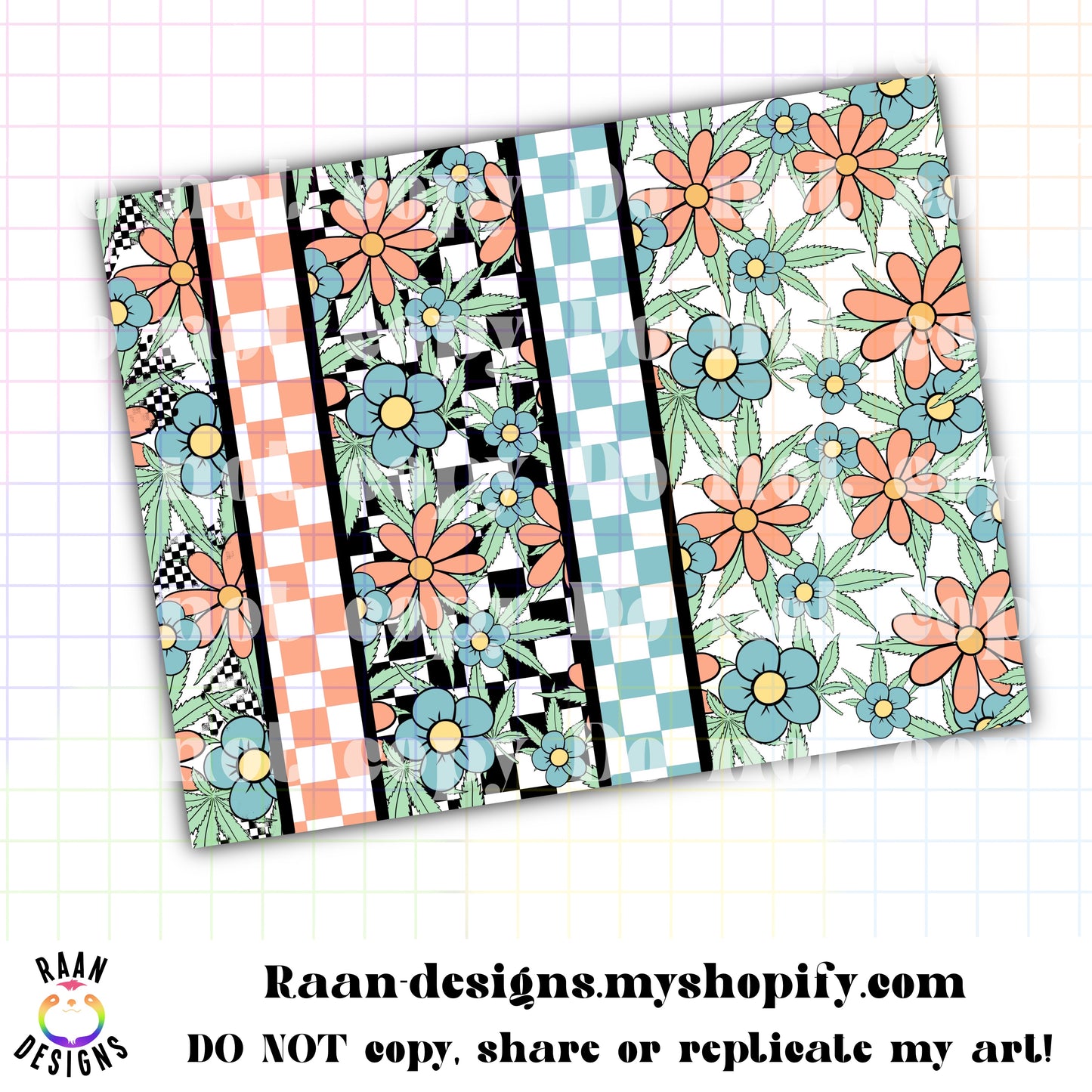 Flowers Weeds Checkered Tumbler