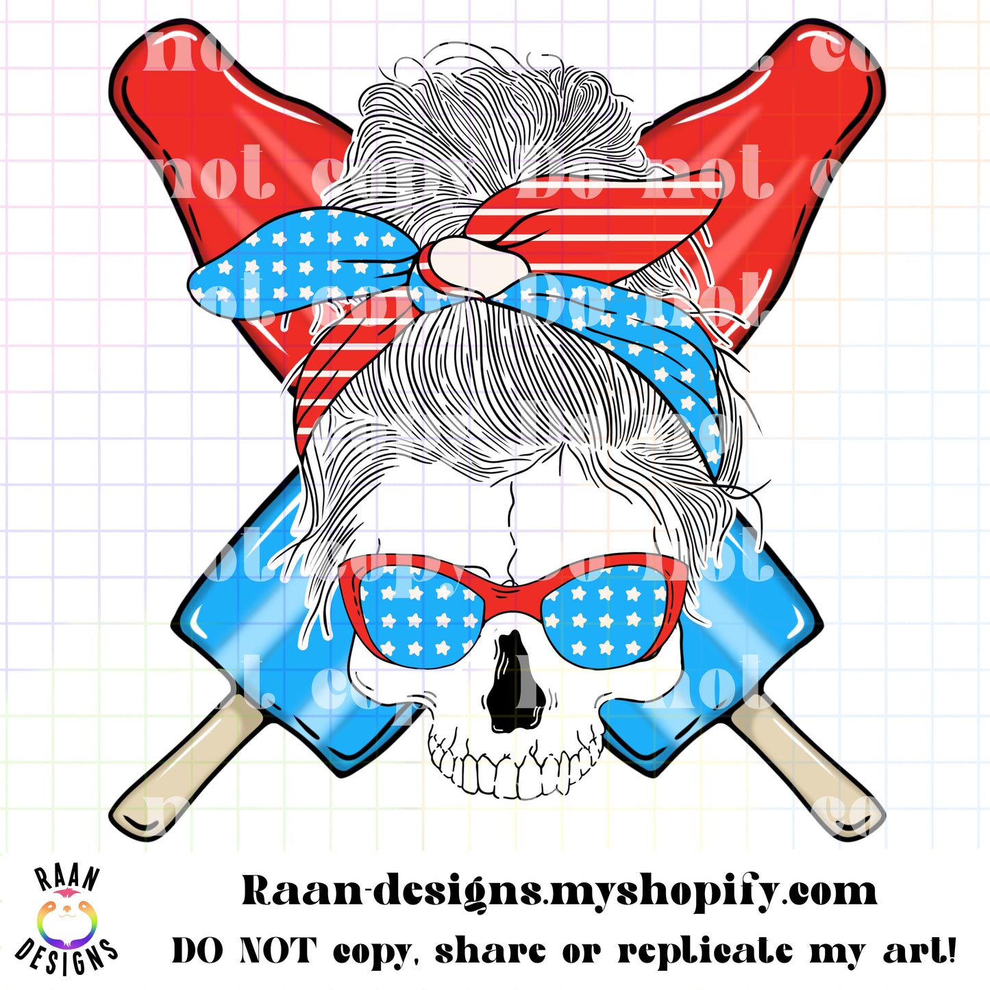 Skull Messy Bun-Firecracker Popsicles