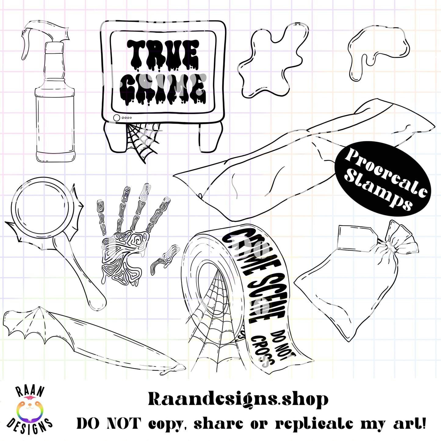 RAAN Spooky Crime Brushset- 10 Procreate Stamp Set