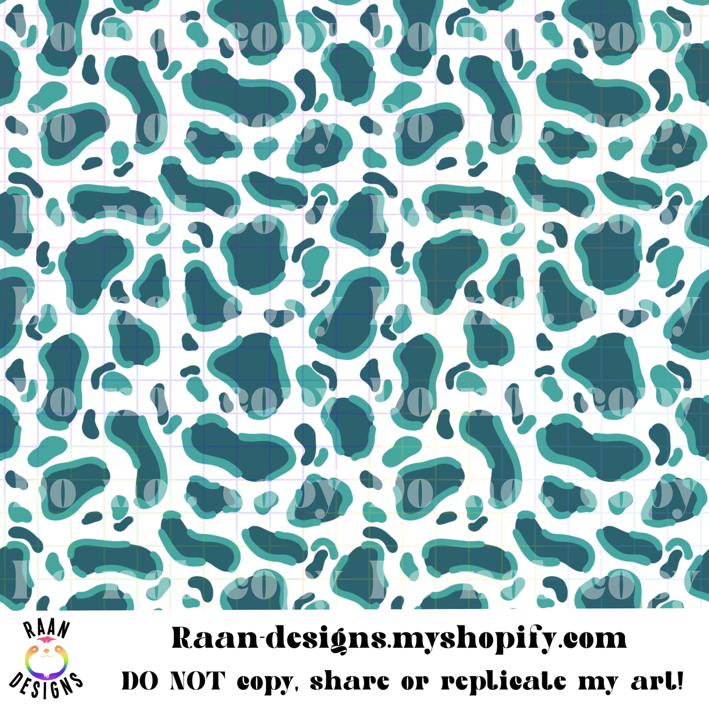 Teal and Black Animal Print, Lightning Bolt, Skelly in Hat Background Bundle-Seamless