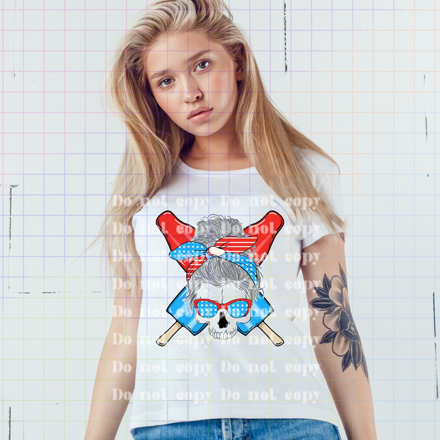 Skull Messy Bun-Firecracker Popsicles