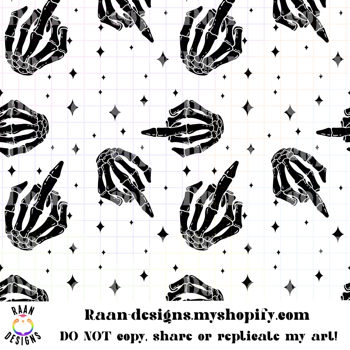 Skelly Middle Finger Sparkle Seamless
