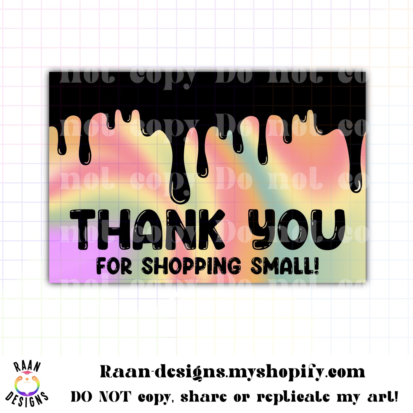 Drippy Rainbow Thank You Card