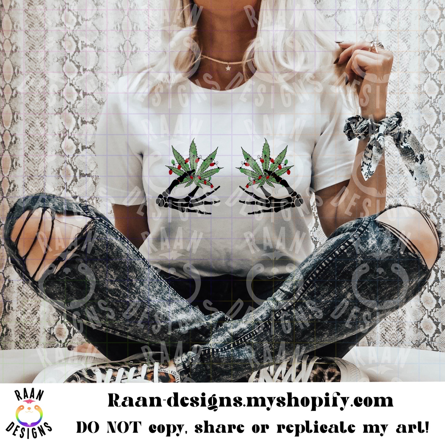 Weed Leaf Boob Skelly Hands