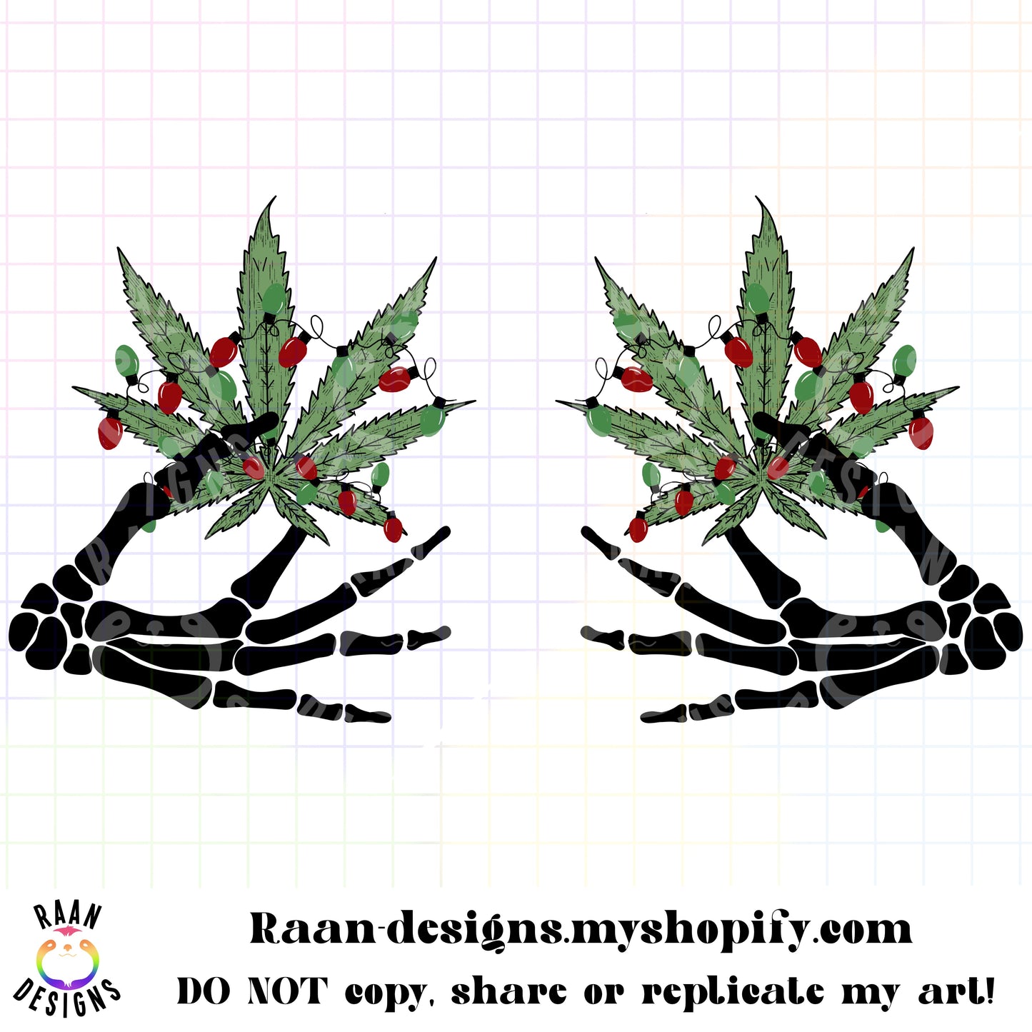 Weed Leaf Boob Skelly Hands