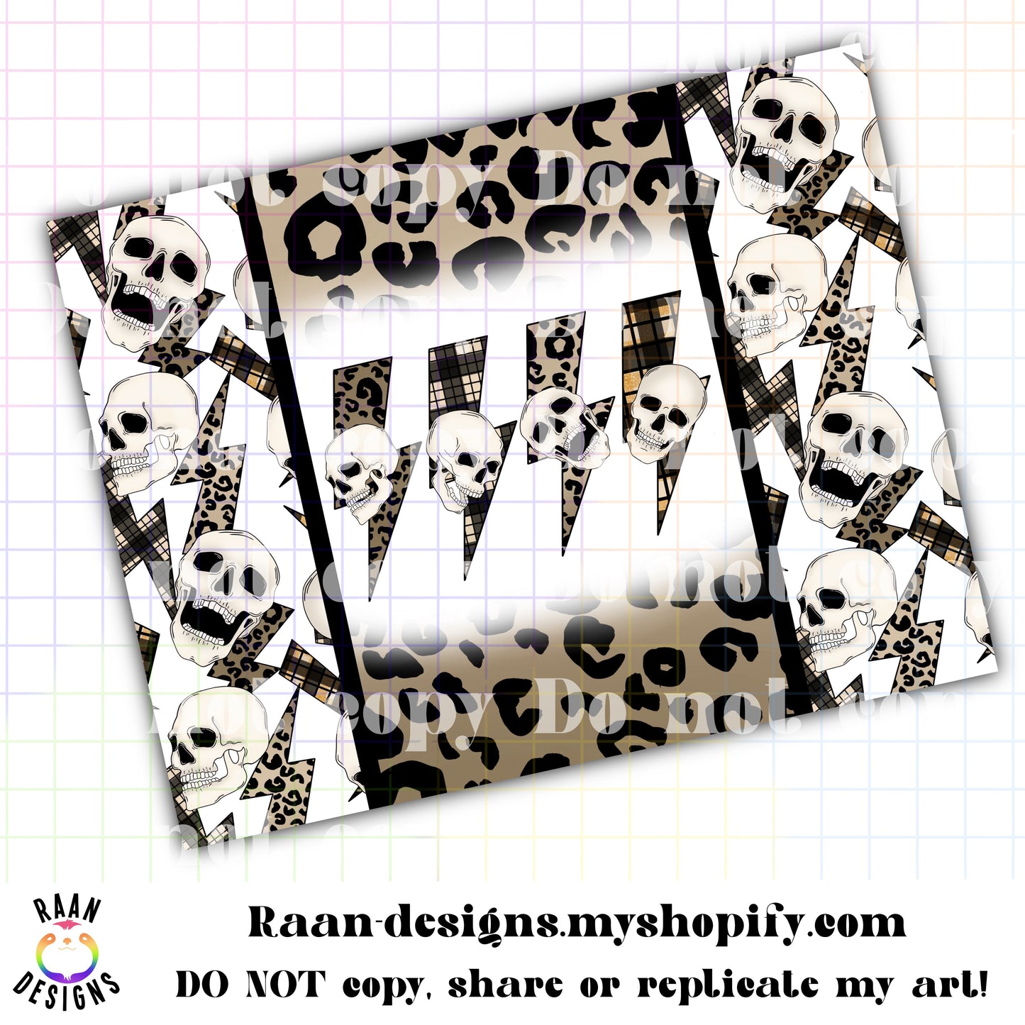 Leopard Skelly Lightening-Tumbler Wrap