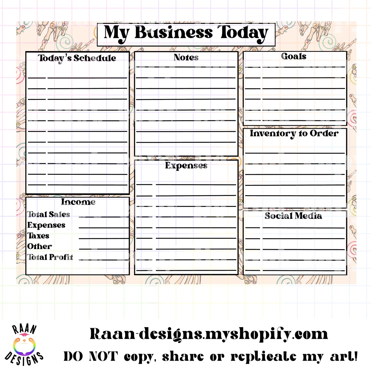 Doodle Skelly Finger Daily Business Tracker