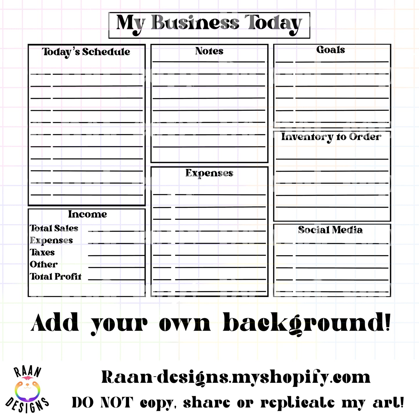 My Business Today- Planner Page