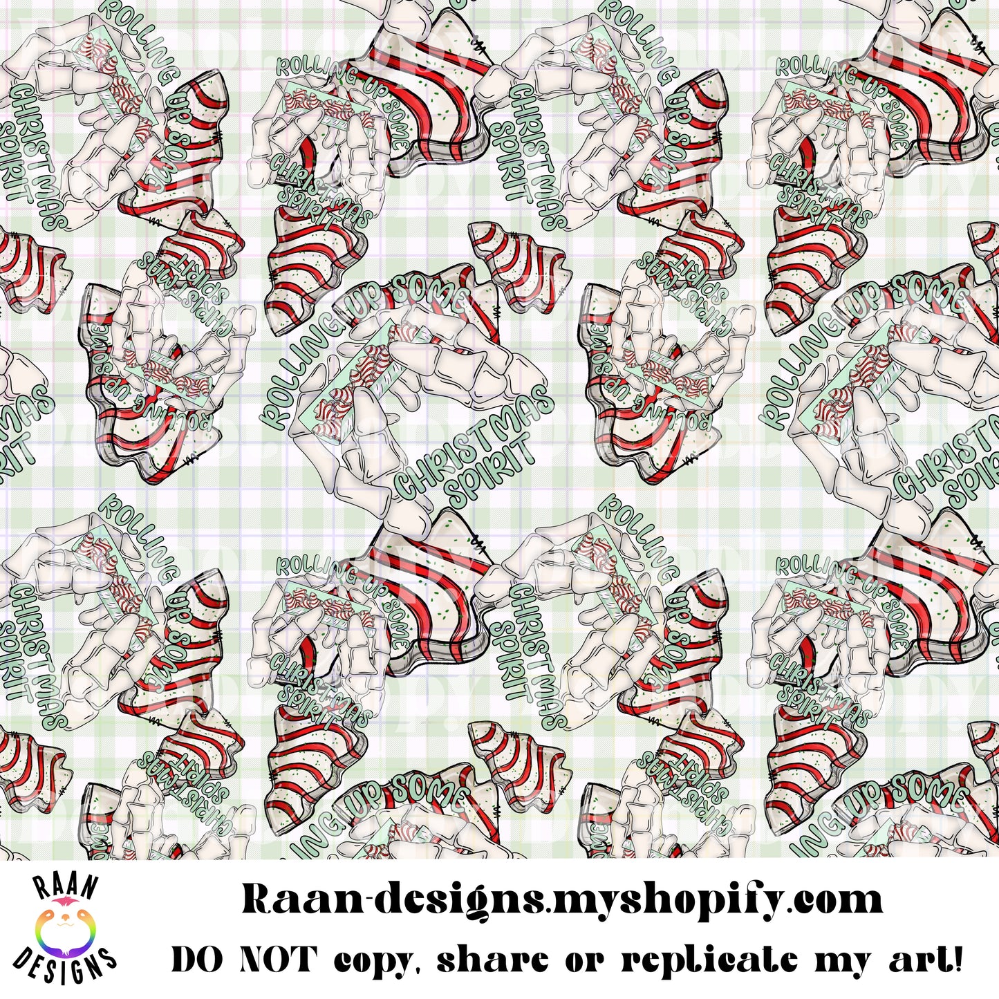 Rolling Up Christmas Spirit Seamless-Green Version