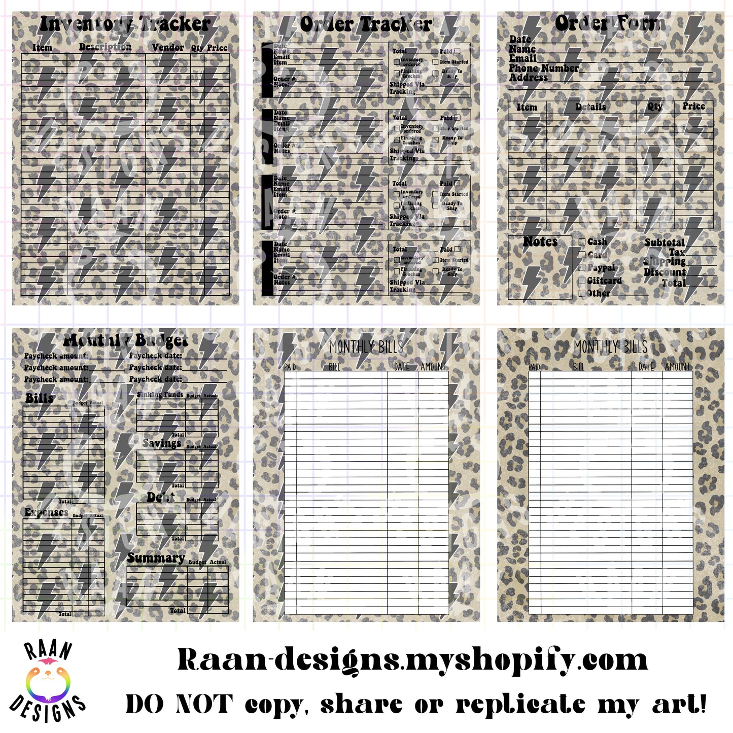 Leopard Lightenin- Printable Business Set