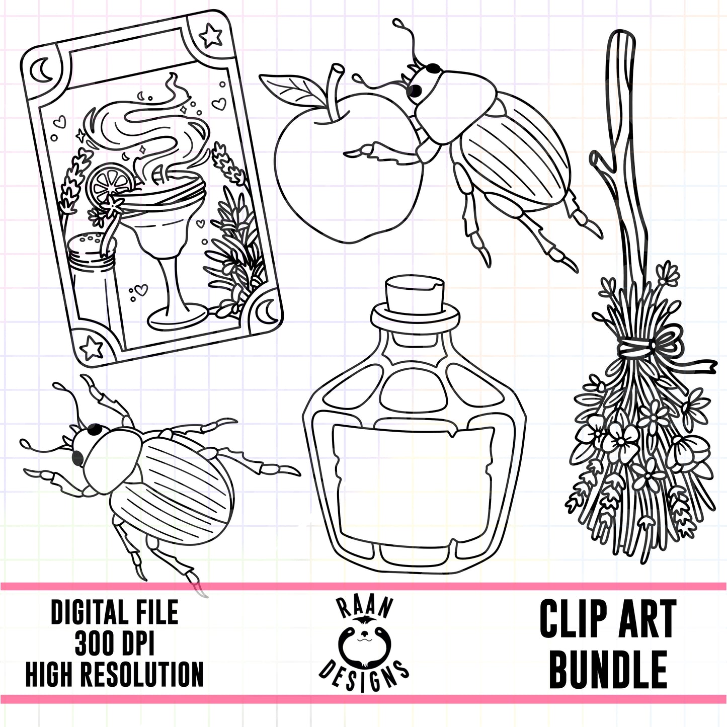 Practical Magic Outline-Clipart Bundle