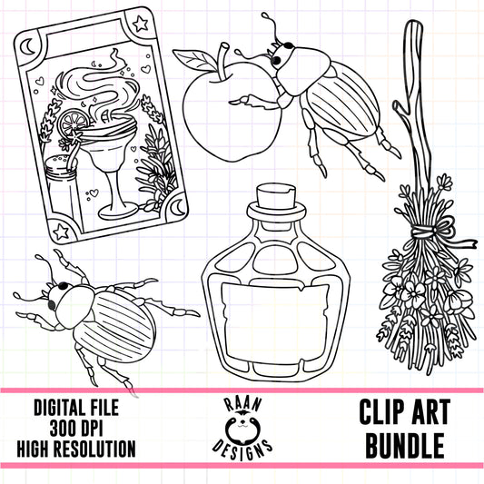 Practical Magic Outline-Clipart Bundle