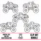 Monster Truck Outlines-Clipart Bundle