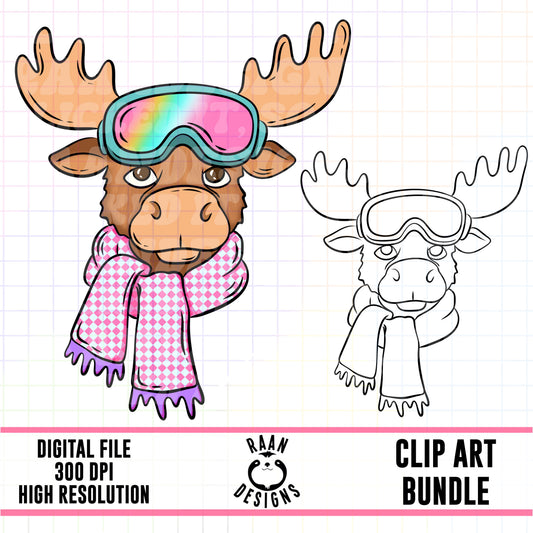 Winter Moose-Clipart Bundle