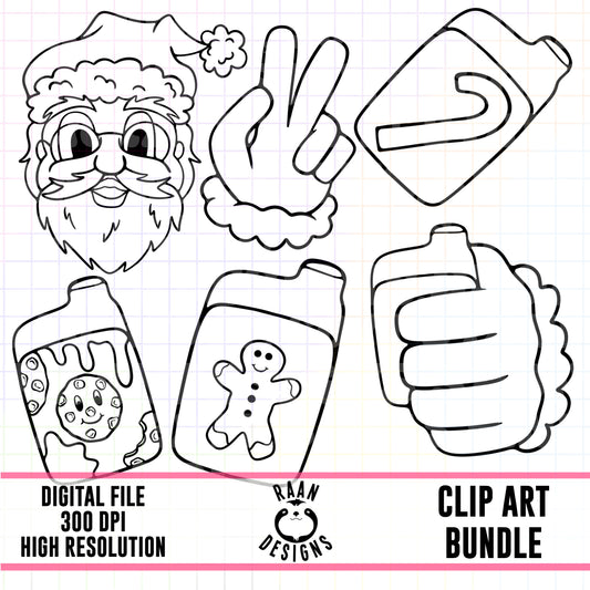 Santa Vapes-Clipart Outlines Bundle