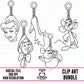 Cinderella Charms Outlines-Clipart Bundle