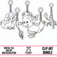 Ariel Little Mermaid Charms Outline-Clipart Bundle