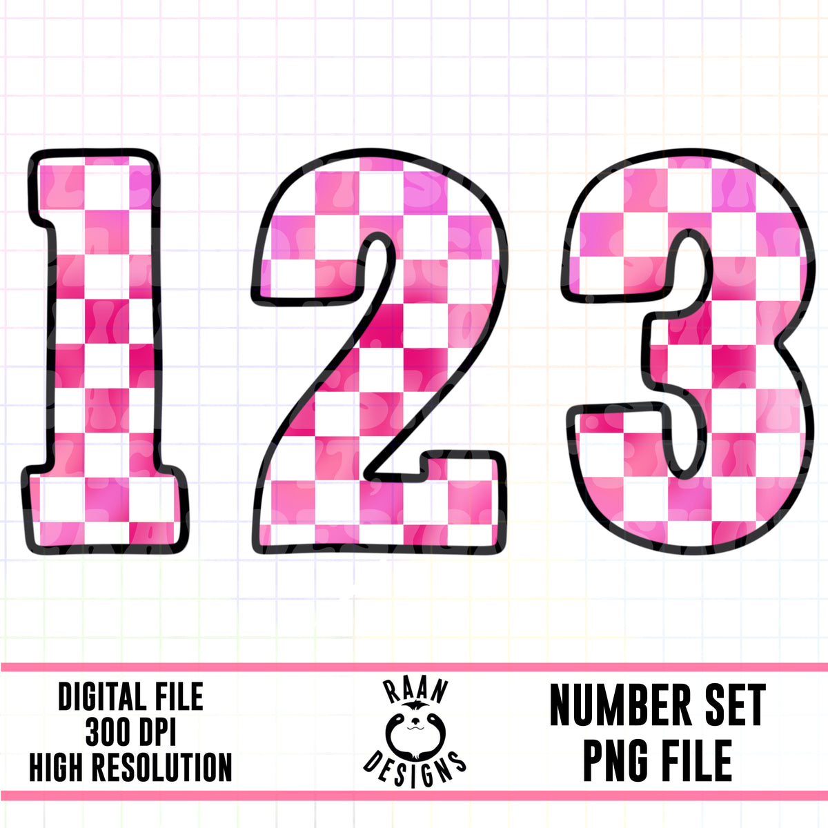 Pattern Number Pink Pink Checker-Number Set – RAAN Designs