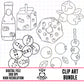 Blueberry Set 1 Outline-Clipart Bundle