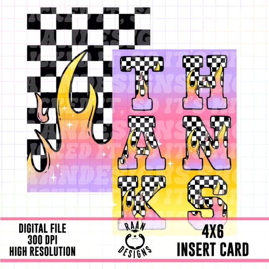 Thank You Checker Flame-Rainbow Checker Insert Card