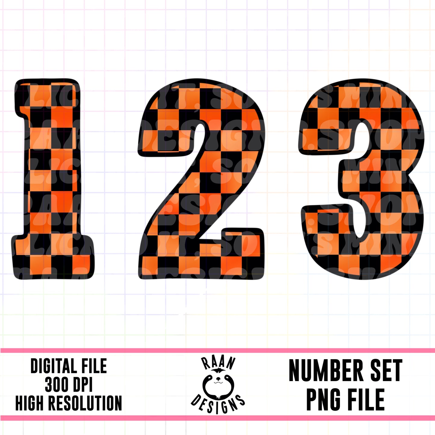 Orange Black Checker-Number Set
