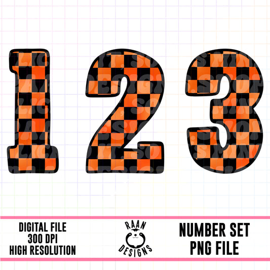 Orange Black Checker-Number Set