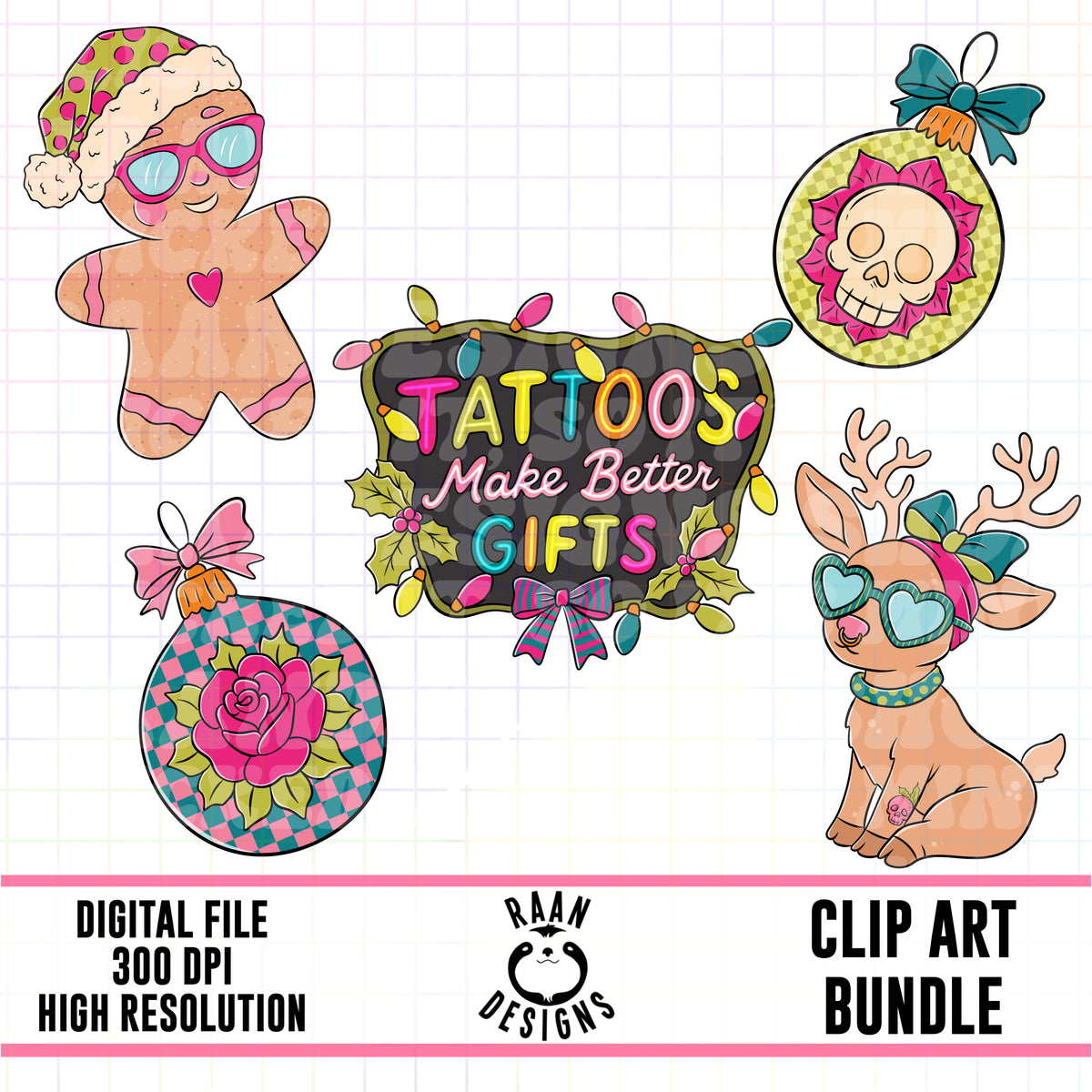 Tattoo Christmas- Clipart Bundle
