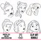 Princess Set 1 Outline-Clipart Bundle