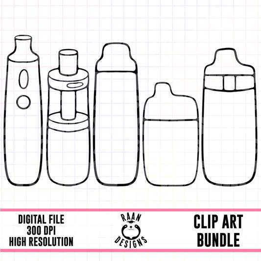 Vape Outline-Clipart Bundle