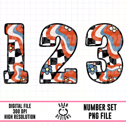 4th July Retro Checker-Number Set