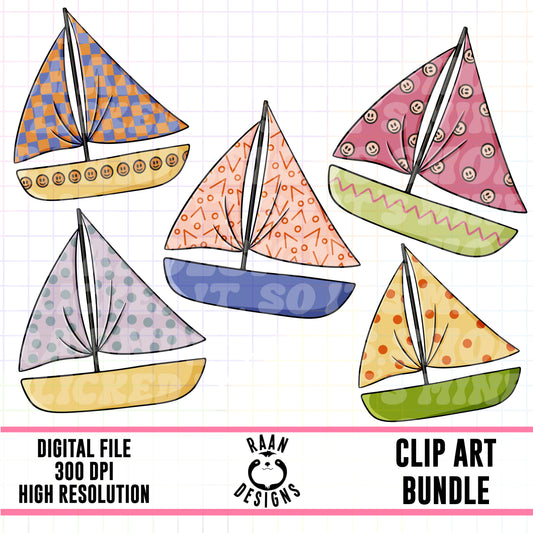 Retro Sailboat-Clipart Bundle