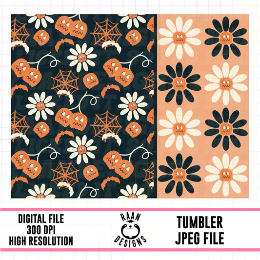 Vintage Halloween Floral Tumbler