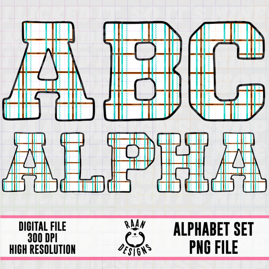 White Halloween Plaid-Alpha Set