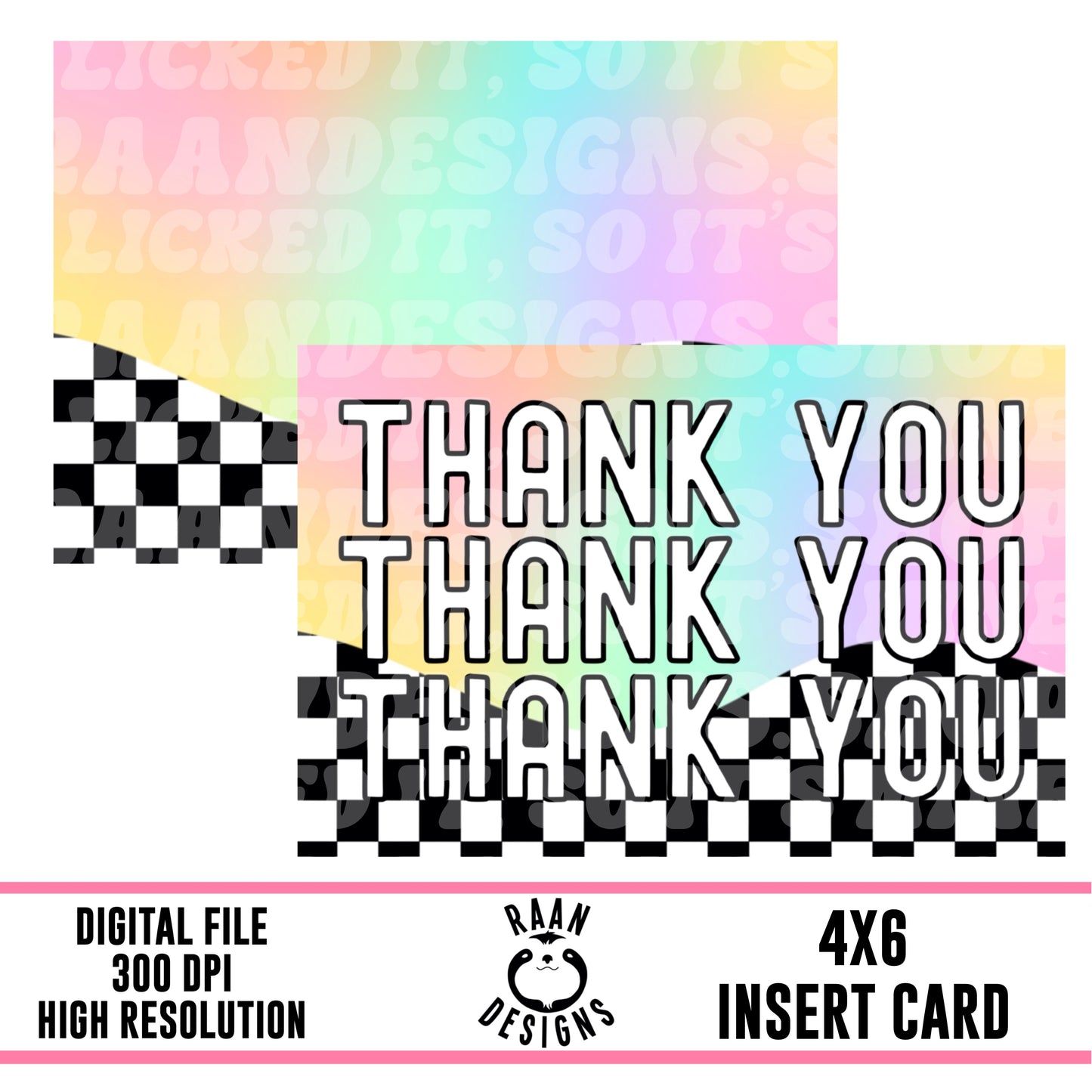 Thank You-Rainbow Checker Insert Card