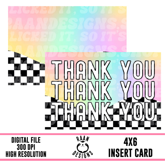 Thank You-Rainbow Checker Insert Card